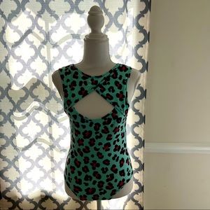Bodysuit turquoise leopard print